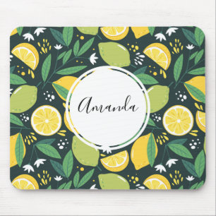 Mousepad Limão Amarelo e Padrão de Comida de Fruta Limão Ve