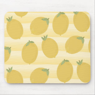 Mousepad Limões Amarelos Frutas de Verão Listra Aquarela