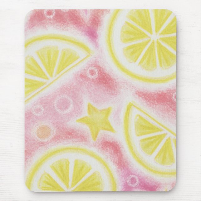 Mousepad "Limões", de limonada rosa (Frente)