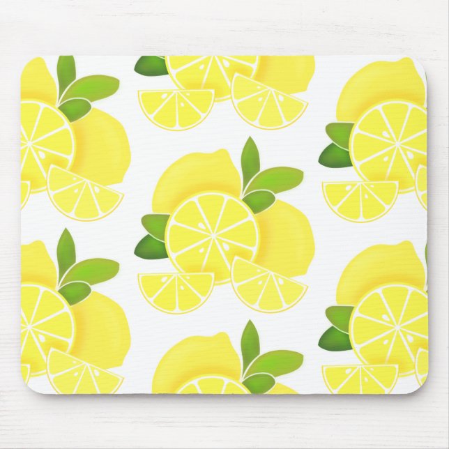 Mousepad Limões | fatias de limão | padrão dos citrinos sol (Frente)
