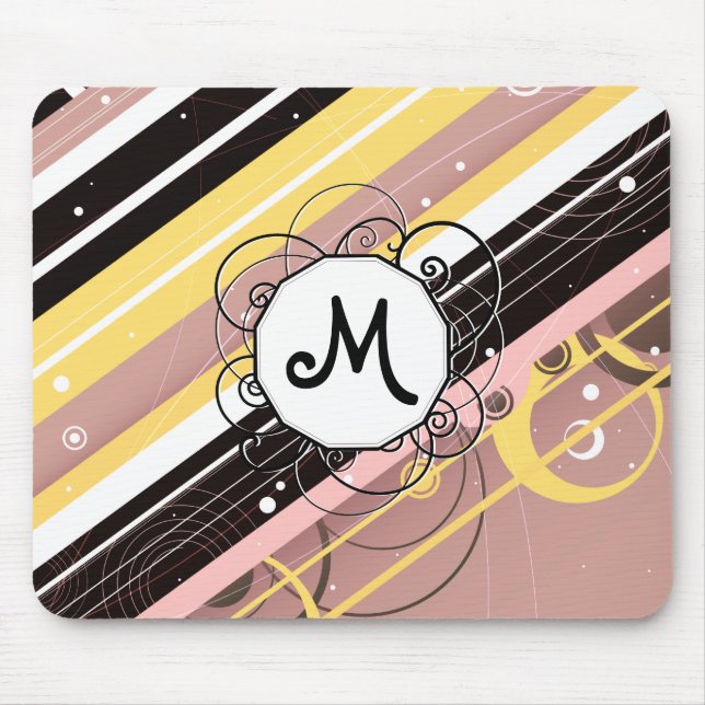 Mousepad Limonada Rosa Moderna com Listras Modernas com Mon (Frente)