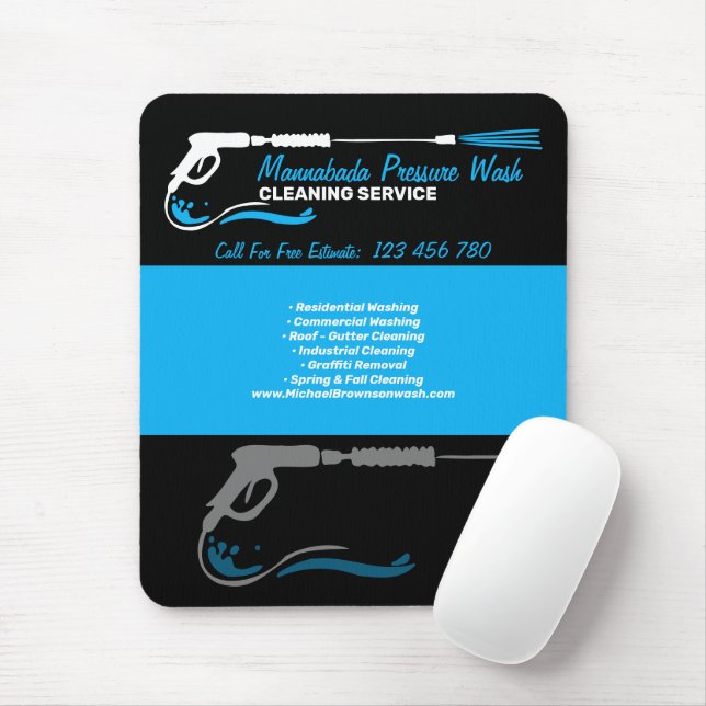 Mousepad Limpeza de água por pressão azul preta Pro (Com mouse)