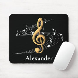 Mousepad Limpeza de Música Dourada Elegante Personalizada