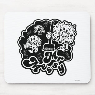 Mousepad Limpeza do Sr. Messy Preto e Branco