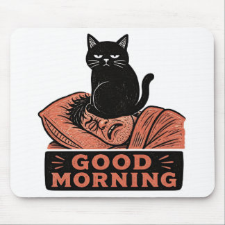 Mousepad Lince Sarcástico Gato Preto Bom Dia Meme