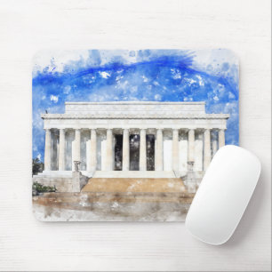 Mousepad Lincoln Memorial facade em aquarela