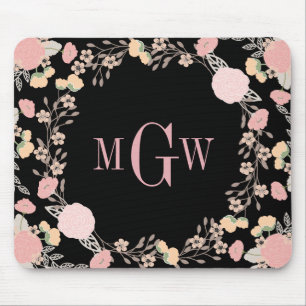 Mousepad Linda Almofada de Rato de Monograma Botânico Flora