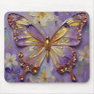 Mousepad Linda Borboleta Roxa e Flores