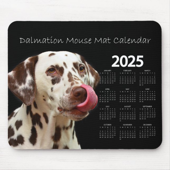 Mousepad Linda Cachorro Dalmático 2025 Calendário (Frente)
