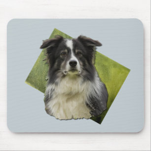 Mousepad Linda Collie de Borda Triangular em Arte Verde