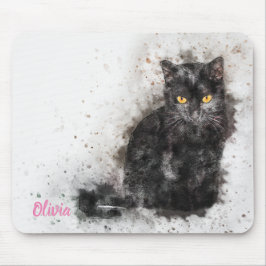 Mousepad Linda e Trendente Foto em Descanso de Gato Negro