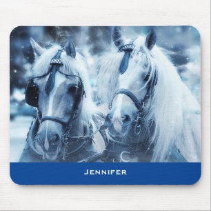 Mousepad Linda Equipe de Cavalo Foto de Inverno