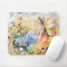 Mousepad Linda Fada De Aquarela Em Prado