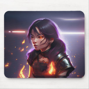 Mousepad Linda Garota Asiática Atira Fogo Dos Olhos