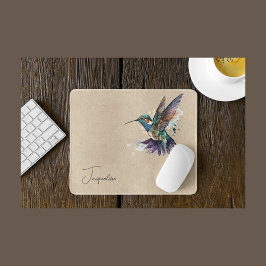 Mousepad Linda Hummingbird Personalizado Aquarela