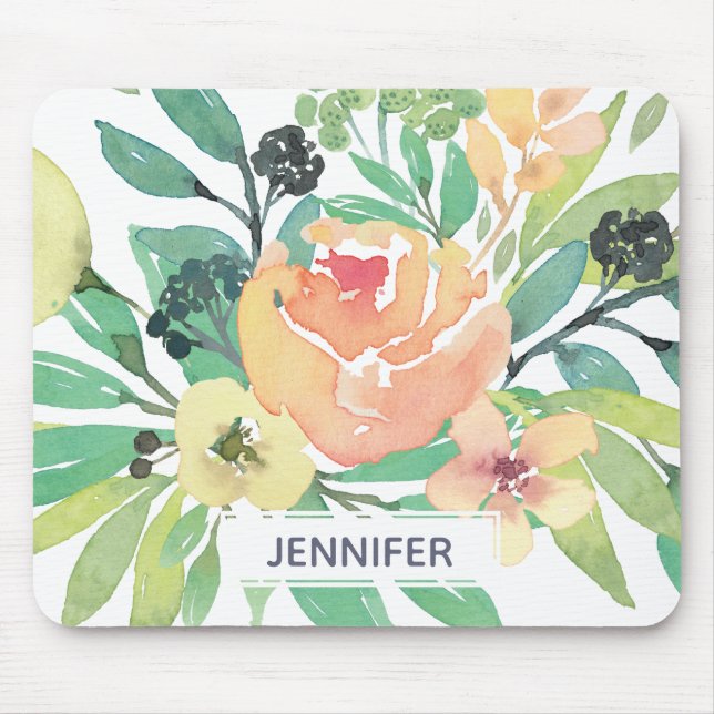 Mousepad Linda lavanda de dourada dourada de cor aquosa (Frente)