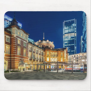 Mousepad Linda linha do horizonte de Tóquio na estação ferr