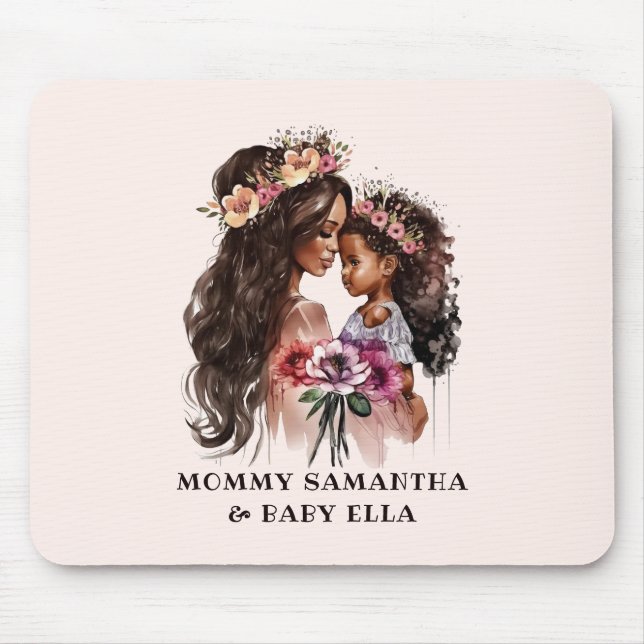 Mousepad Linda mãe negra e filha (Frente)