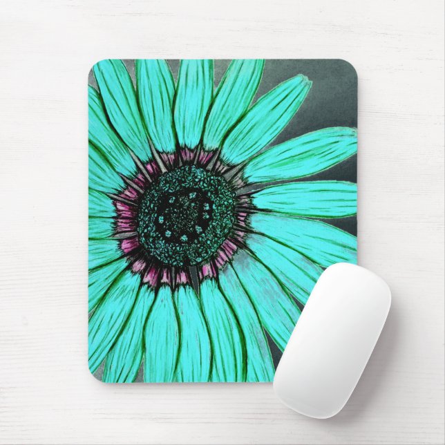 Mousepad Linda mão esboçada Flor (Com mouse)