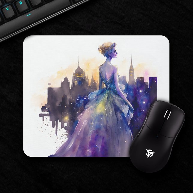 Mousepad Linda Mulher | Abstrato Fairytale City Princess (Criador carregado)