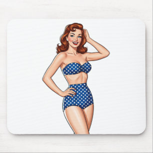 Mousepad Linda mulher cabeleira vermelha de pino-alto em ma