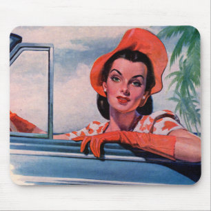 Mousepad Linda mulher de carro dos anos 40