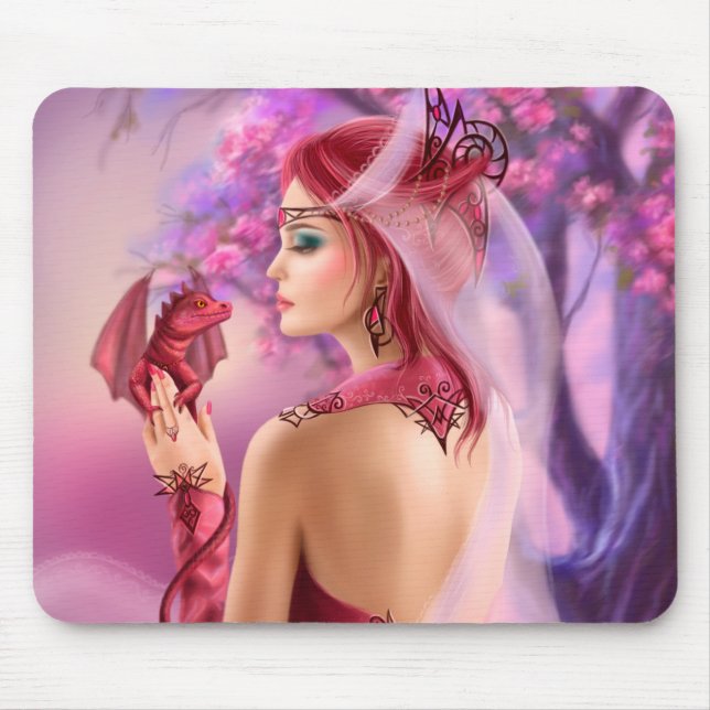 Mousepad Linda mulher fantasia rainha e dragão (Frente)