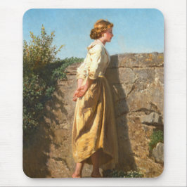 Mousepad Linda Mulher Olhando Sobre A Parede (Vintage)