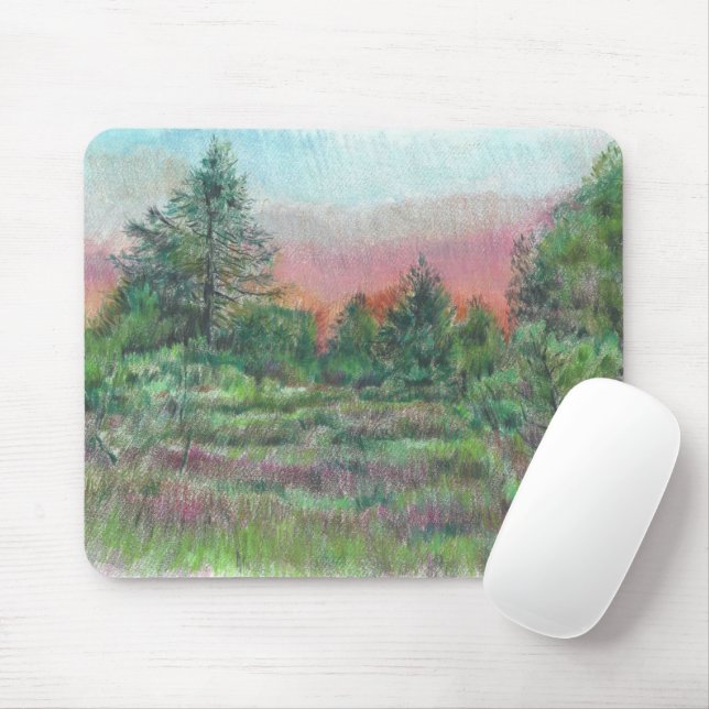 Mousepad Linda Paisagem Árvores Rosa (Com mouse)