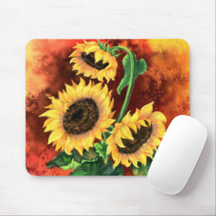 Mousepad Linda pintura de dois girassóis