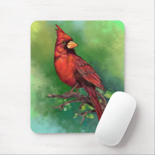 Mousepad Linda pintura de pássaro vermelho Norte 