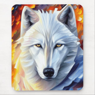 Mousepad Linda pintura do Lobo Branco