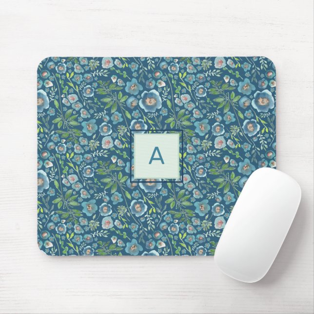 Mousepad Linda proteção do mouse Floral Azul (Com mouse)