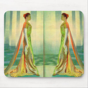 Mousepad Linda senhora da década de 1960 no vestido da noit