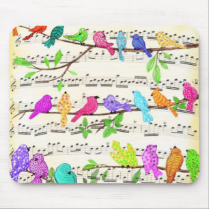Mousepad Linda Sinfonia de Aves Musicais Coloridas - Canç