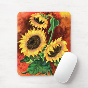Mousepad Linda tríplice girassol pintando mouse
