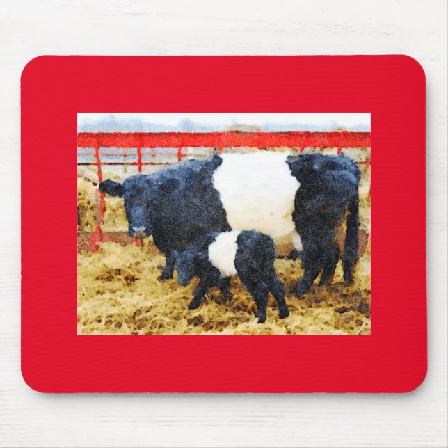 Mousepad Linda vaca galloway cinta e aquarela de vitelo (Frente)