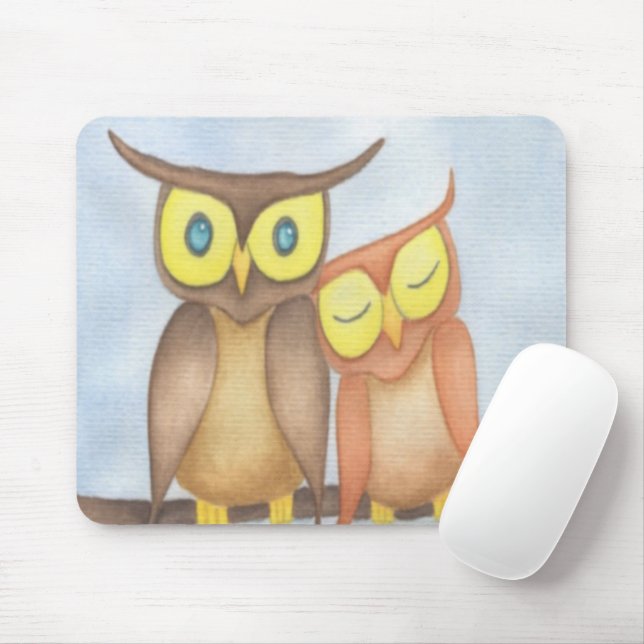 Mousepad Linda Watercolor Owl Lovers (Com mouse)