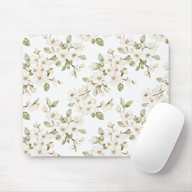 Mousepad Lindas Flores Brancas (Com mouse)
