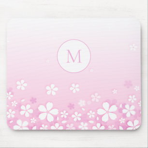 Mousepad Lindas Flores Brancas Com Monograma