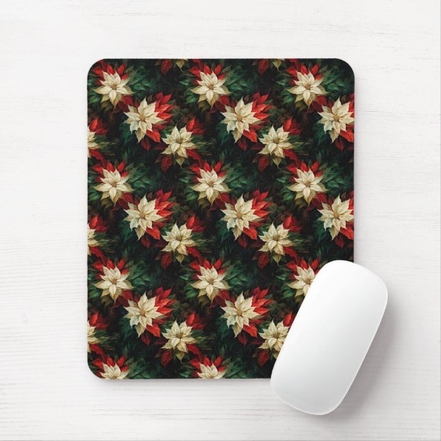 Mousepad Lindas Poinsettias Vermelhas e Brancas (Com mouse)
