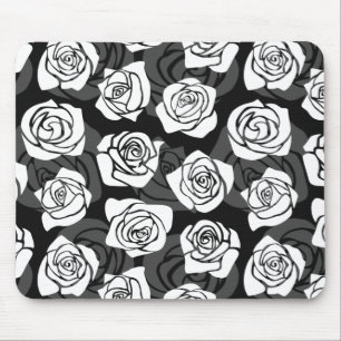 Mousepad Lindas rosas negras e brancas da Vintage