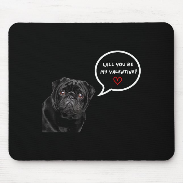 Mousepad Lindas Roupas Engraçadas para Pug Preto no Dia dos (Frente)