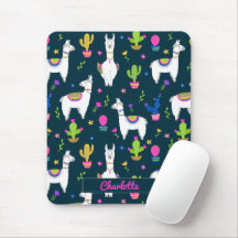 Lindo Alpaca Colorido Cactus Nome Personalizado