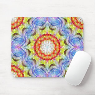 Mousepad Lindo Azulejo de Mosaico Brilhante, flor de sol