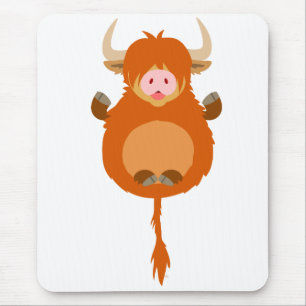 Mousepad Lindo Cartoon de Vaca das Terras Altas Meditando M