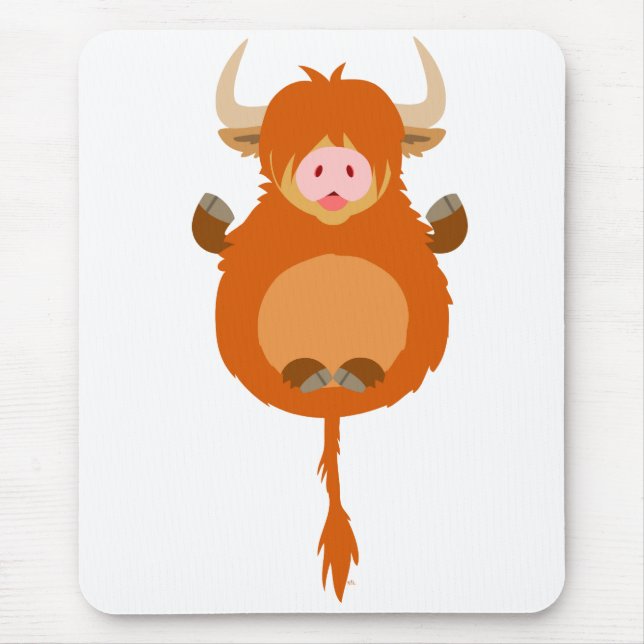 Mousepad Lindo Cartoon de Vaca das Terras Altas Meditando M (Frente)