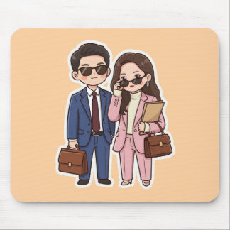 Mousepad Lindo Casal de Advogados de K-Drama Chibi Mouse Pa