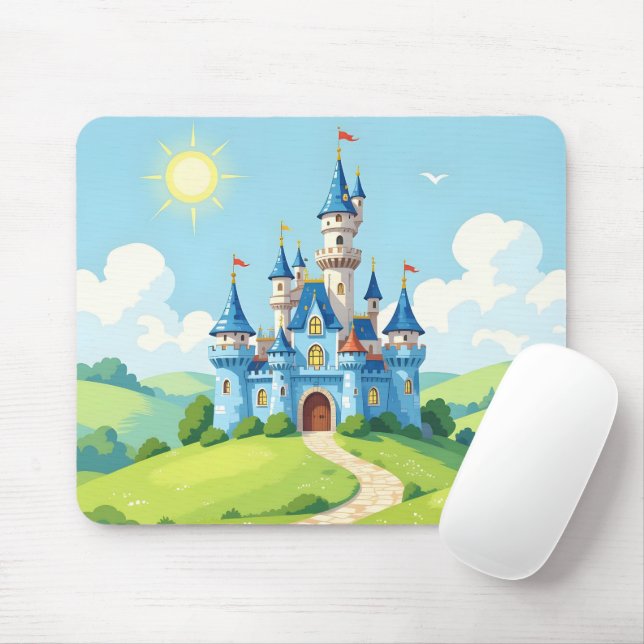 Mousepad Lindo castelo azul e branco (Com mouse)