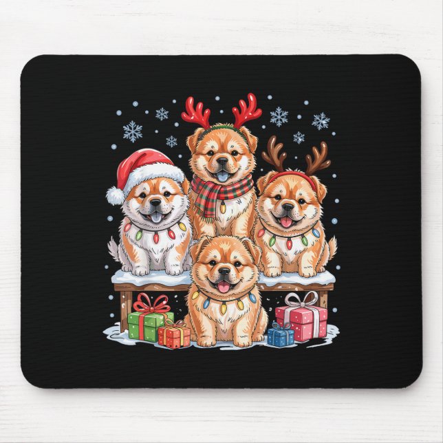 Mousepad Lindo Chow Chow Natal Cachorrinhos Amantes de Cães (Frente)